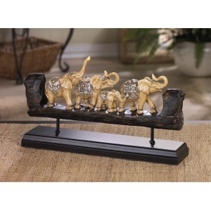 World Menagerie Rollins Elephant Family Carved Decor Figurine WRMG2611